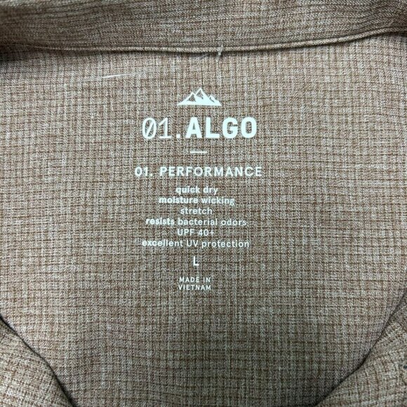 NWT Men’s Long Sleeve Button Down Classic Moisture Wicking Brown Shirt-Large - Picture 5 of 15